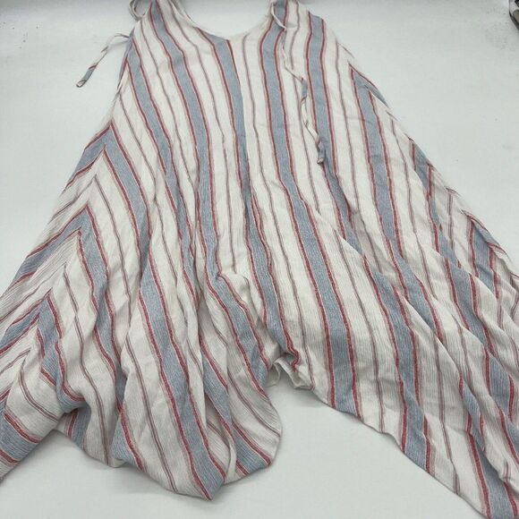Aqua Asymmetrical Strappy Dress striped size small - Picture 4 of 4